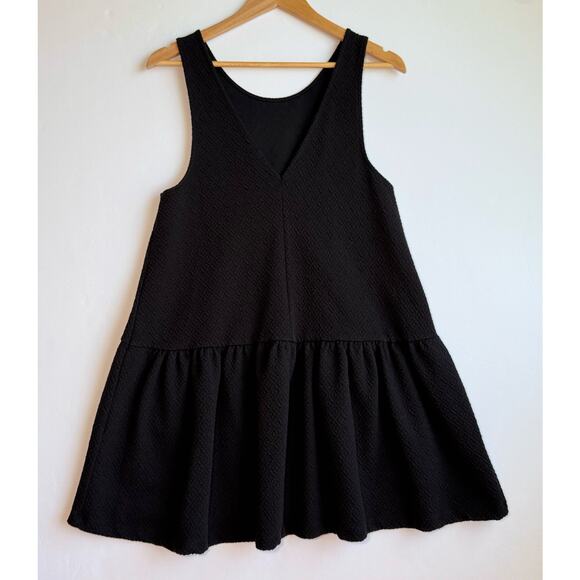 Free People Easy Street Mini Dress drop waist deep v back Extra Small Black - Picture 5 of 13